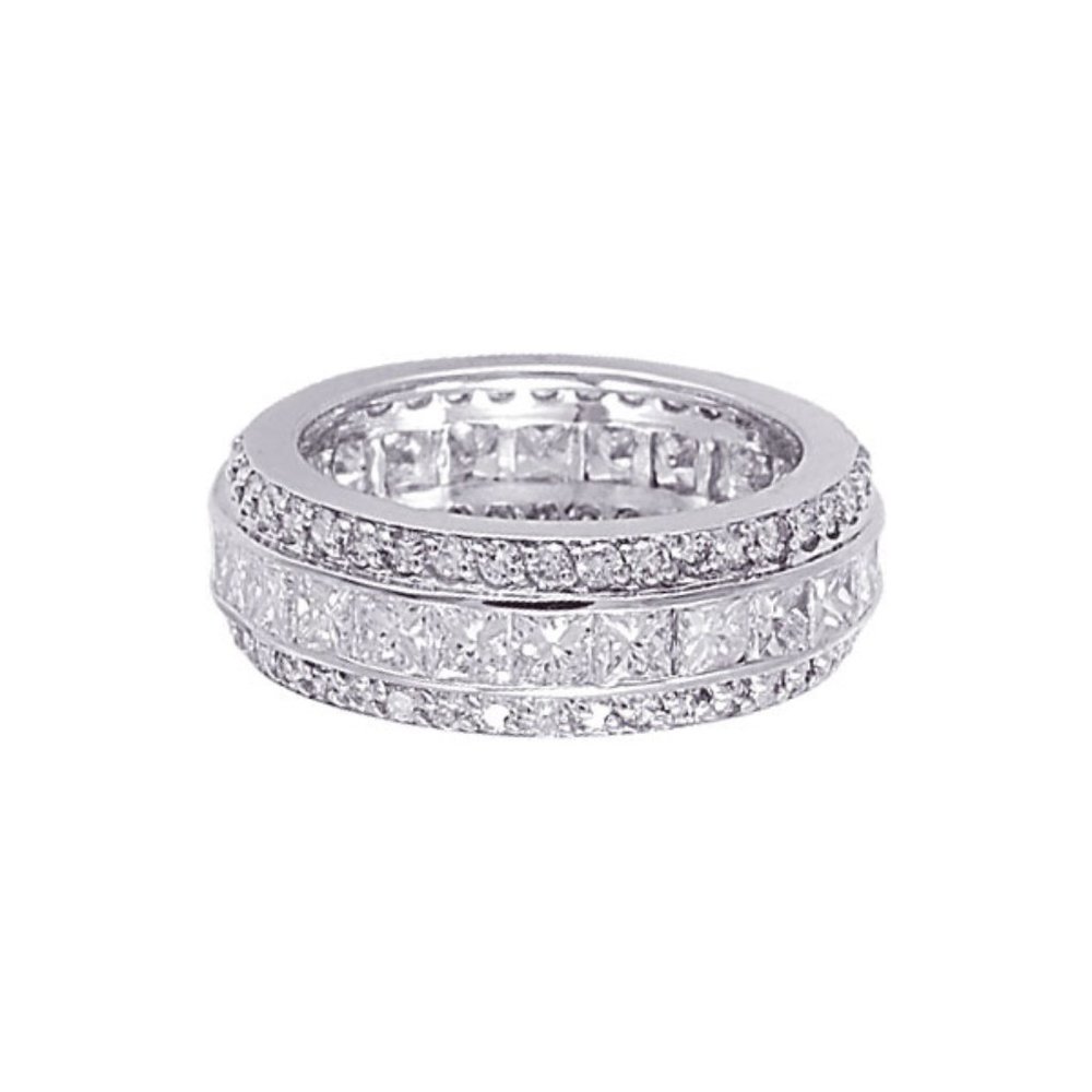 4.92 Carat Natural Diamond Eternity Ring Band G SI 18K White Gold width 7 mm